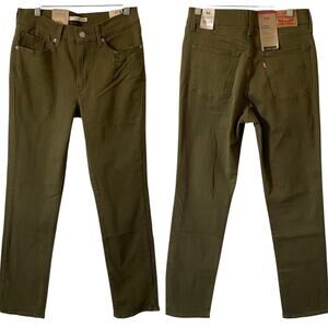 NEW LEVI'S Olive Green Mid Rise Classic Straight Denim Jeans Size 4 Stretch